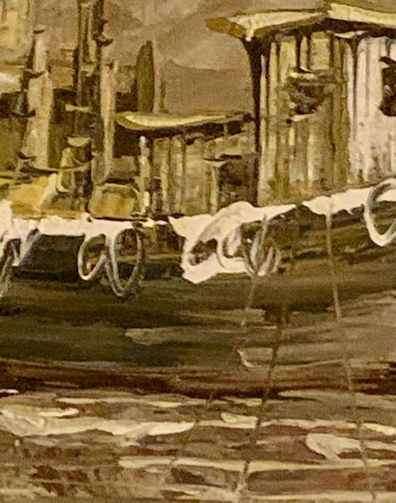 Port at Dusk - Superb Seascape - Oil on Canvas with Palette Knife (In the Spirit of the Cape Ann School) (photo 3 of 29)