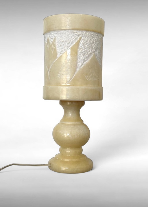 Vintage alabaster lamp albast jaren 70 tafellamp steen lamp