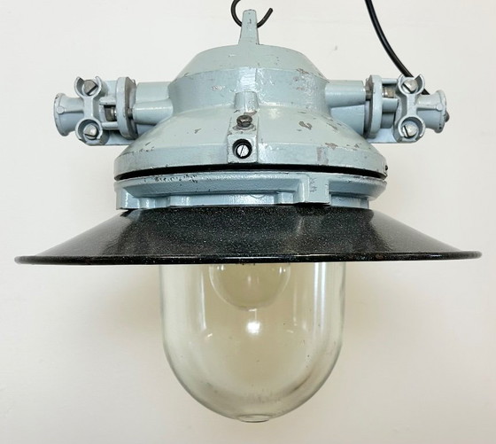 Image 1 of Grey Cast Aluminium Explosion Proof Lamp with Enameled Shade, 1970s
