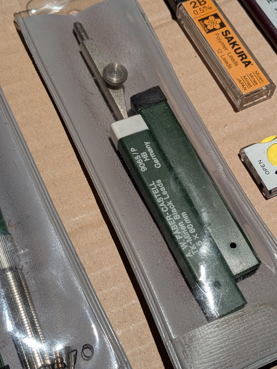 Image 1 of Ensemble de bureau d'architecte vintage – Faber-Castell, Kern Aarau et Rotring – design du milieu du siècle