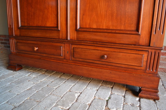 Image 1 of Large antique mahogany wood Louis Philippe cabinet.