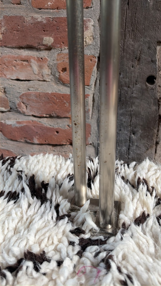 Image 1 of Table d'appoint style Mid-Century, acier brossé, verre, designer
