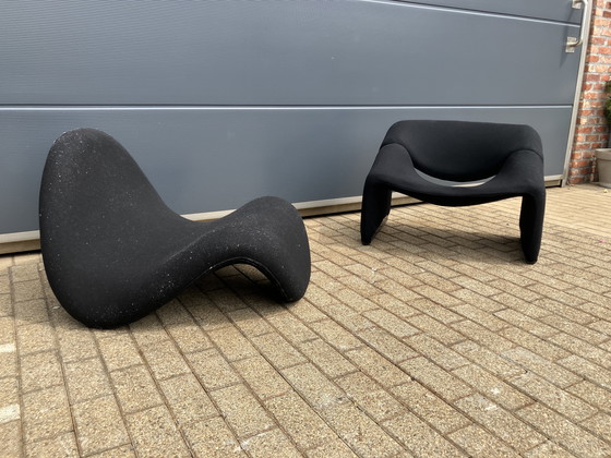 Image 1 of Artifort Groovy F598 y silla Tongue F577, Pierre Paulin para retapizar