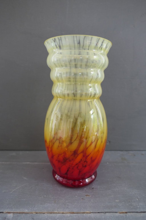 Art Deco Vaas Glas Met Kleurverloop