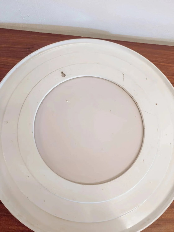 Grande specchio rotondo vintage con bordo bianco. – Plastica (photo 4 of 5)