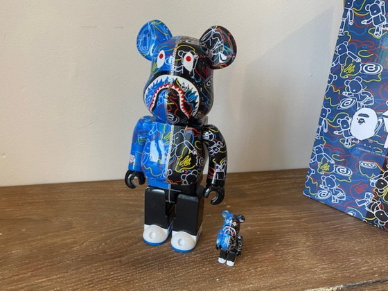 Image 1 of Bearbrick BAPE play camo shark blue 400% MEDICOM toys
