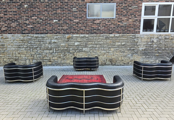 Image 1 of Zanotta Sofa Set Jaren 80 Vintage Zitgroep Set Bank Fauteuil Bankstel