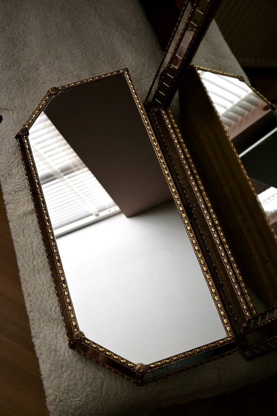 Image 1 of Grote Venetiaanse mozaïekspiegel bijpassend spiegelplateau