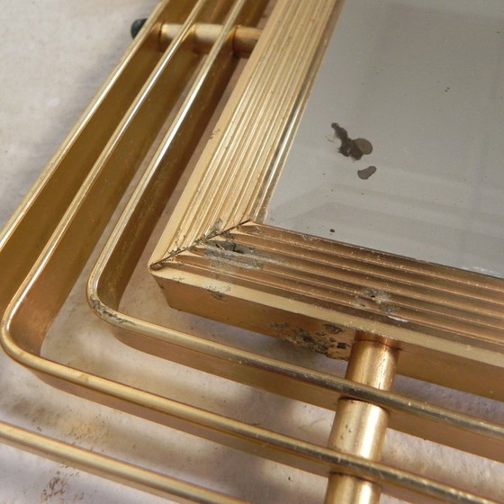 Image 1 of Vintage geslepen spiegel in aluminium frame, jaren 50