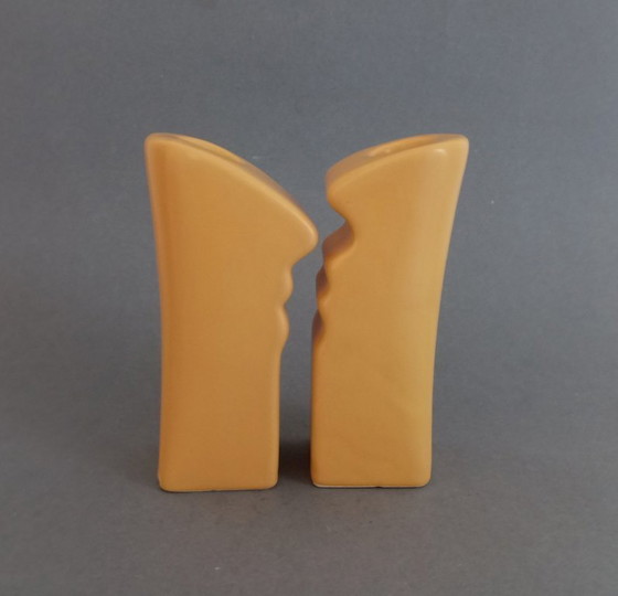 Image 1 of ASA Keramik, funky/postmodernes Kerzenhalterpaar „Mr. & Mrs.“, 1990er Jahre, Deutschland