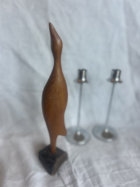 Image 1 of Rang abstrait eenvoud houten vogel Scandinavisch milieu du siècle reiger de kraanvogel années soixante