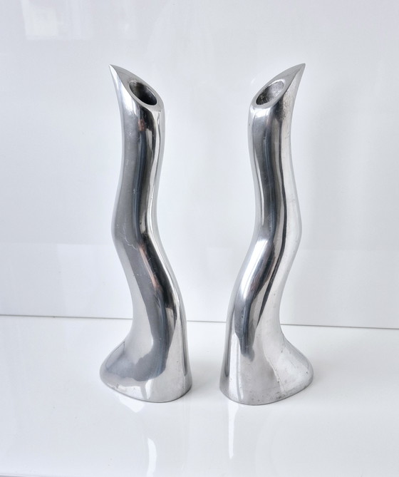 Image 1 of 2 candelabros IKEA Anna Everlund / Efverlund, patrón en zigzag, años 80