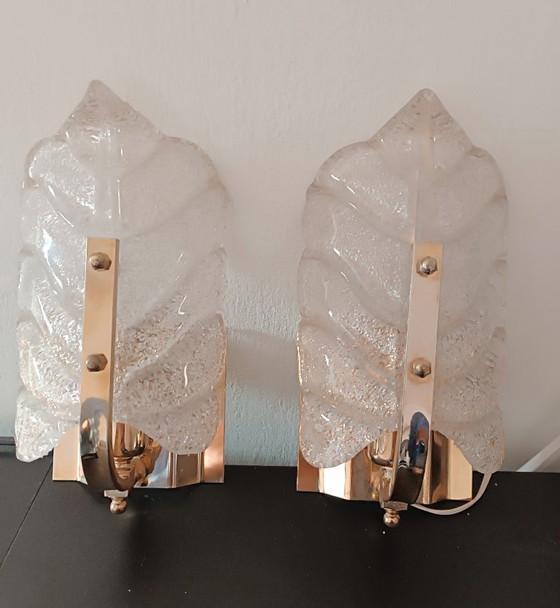 Image 1 of MURANO Carl Fagerlund Paar Murano wandlampen van artistiek glas uit de jaren 80