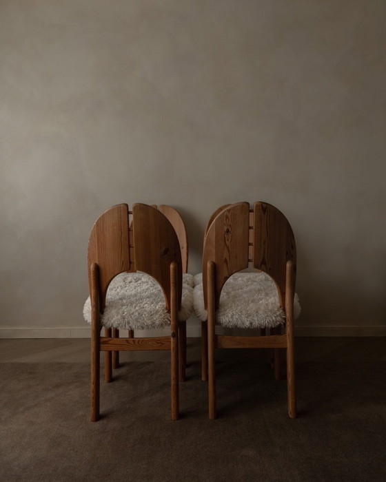 Image 1 of Vintage Danish Pine Dining Chairs (Set of 4) | Niels Koefoed Style | Rustic Scandinavian Modern | 1970s–80s