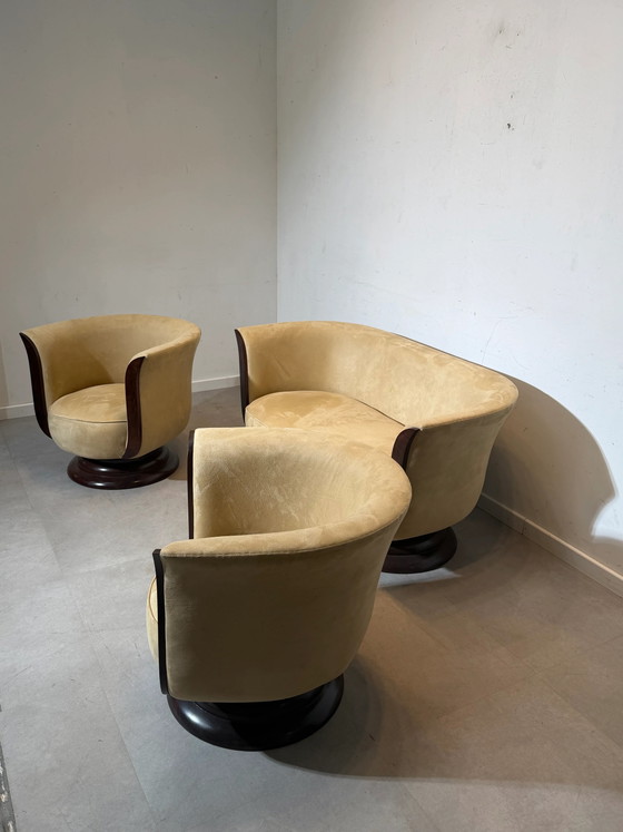 Conjunto de sofás Tulip de estilo Art Déco – 2 sillones y sofá de dos plazas – Hotel Le Malandre (photo 8 of 10)