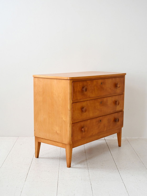 Image 1 of 1950s Scandinavian vintage oak chest of drawers