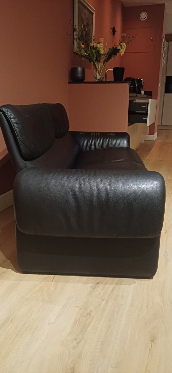 Image 1 of De Sede Black leather sofa