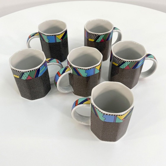 Image 1 of Pair of Big Mugs Scenario Metropol by Barbara Brenner for Rosenthal, 1990s