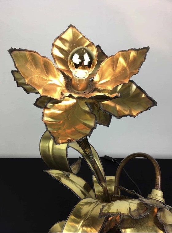 Image 1 of Maison Jansen Tischleuchte mit Blumenmuster aus den 1970er Jahren