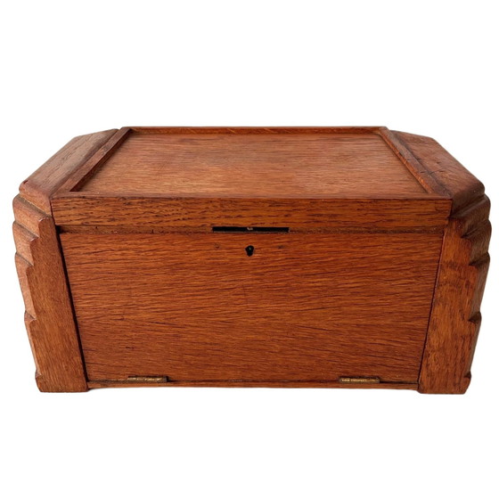 Image 1 of Scatola per sigari vintage della scuola di Amsterdam in rovere Art Déco anni '30