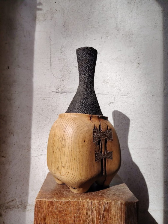 Vaso / Scultura in rovere massiccio intagliato – Sculture, Legno (photo 4 of 9)