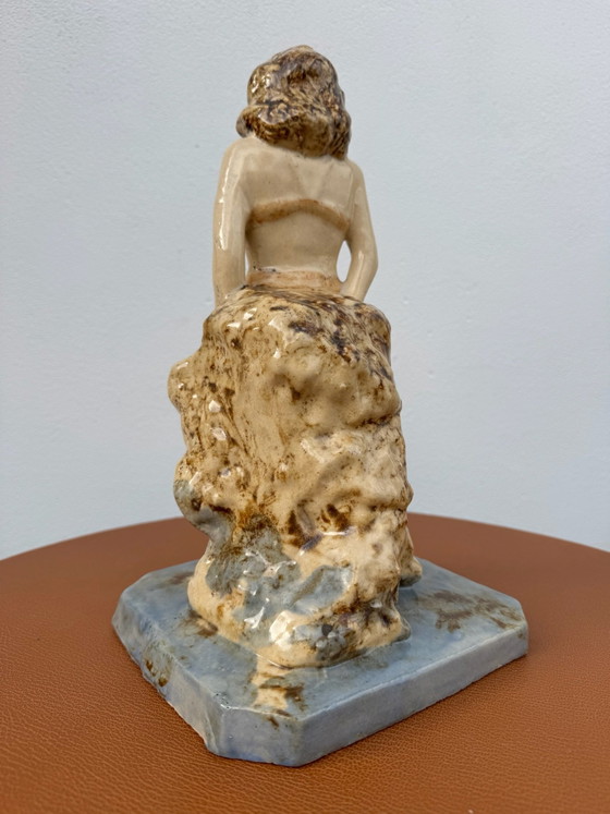 Art Deco keramische badster beeld (1930/40), Beeldhouwkunst, Keramiek, Beige (foto 2 van 15)