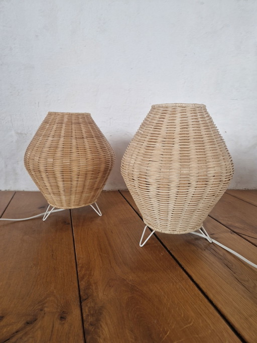 2 rotan tafellampen boho