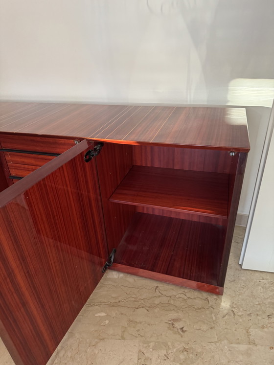 Image 1 of Monumental Rosewood Sideboard Zebrawood Lacquered Mid-Century Design 1970