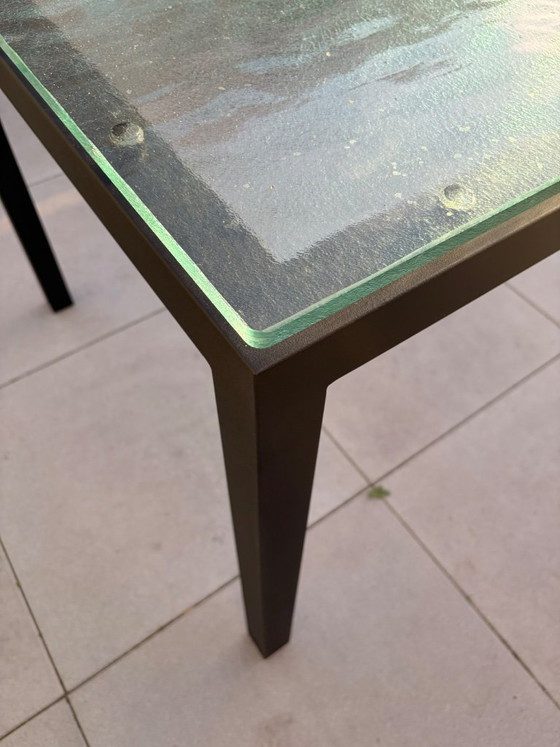 Rectangular table with glass top and metal base 180x90, Dining tables, Transparent, Modern (photo 3 of 7)