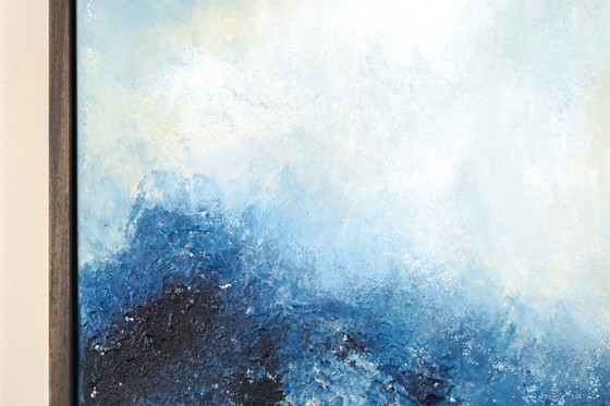 Original Framed Blue Abstract Landscape Painting, Acrylic on Canvas - I Was Looking for This (photo 2 of 19)