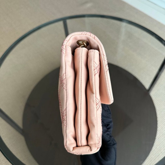 Image 1 of Chanel Seasonal Flap Medium - Triple Stitched Calfskin Quilted Pink Gold Hardware Series 19