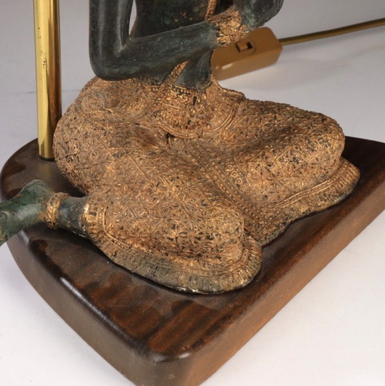 Image 1 of Lampada da tavolo vintage in bronzo Boudha