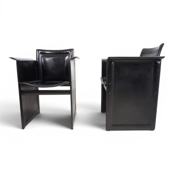 Image 1 of Ensemble de 2 fauteuils Arrben Solaria en cuir noir, par Tito Agnoli, 1970