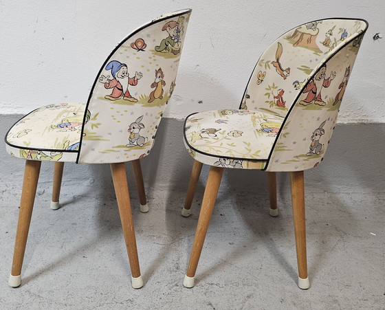 Image 1 of Set of 2 vintage Disney fairy tale children's chair Skai cover 1950s