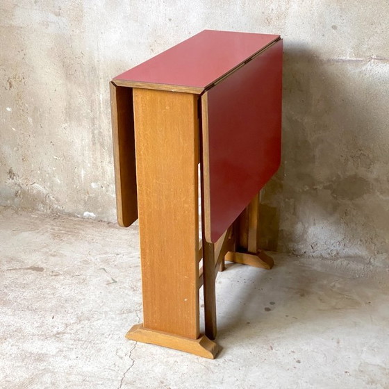 Image 1 of Vintage 1980s red Formica folding table