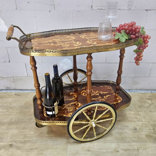 Carrito de bar italiano vintage (incrustaciones) romántico