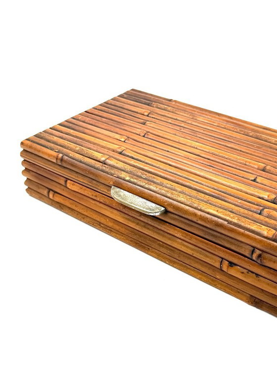 Image 1 of Portagioie Hollywood regency in bambù grissinato stile Gabriella Crespi, RCM Italia 1970