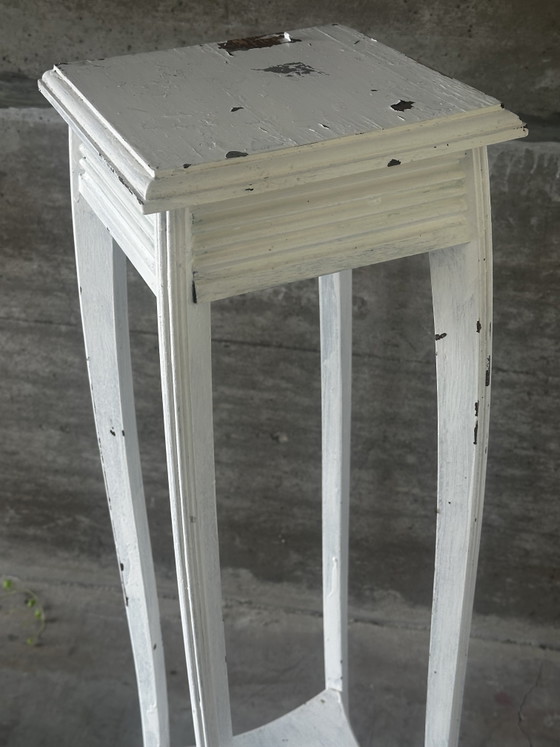 Selletta Antica in Legno Verniciato Bianco – H 110 Cm – Porta piante, Wood (photo 7 of 9)