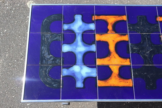 Image 1 of Vintage ceramic and steel coffee table