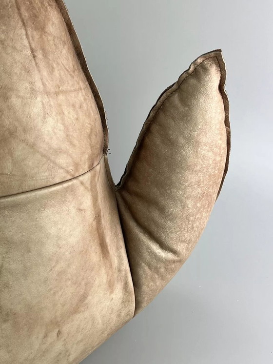 Image 1 of 60s 70s vintage leather kangaroo magazine rack Space Age