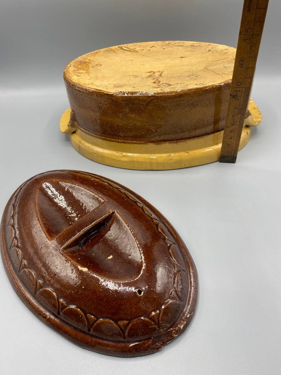 Glazed Earthenware Terrine with Lid – Vintage Regional Pottery – 27 cm – Plant pot (photo 4 of 4)