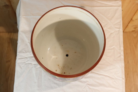 Image 1 of Parijse porseleinen jardinière versierd met vogels en bloemen, 19e eeuw