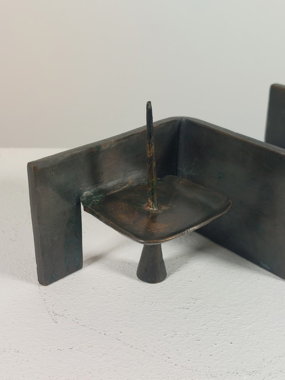 Image 1 of Brutalist vintage candlestick, bronze patina, Wolfgang Bergmeister Ebersberg