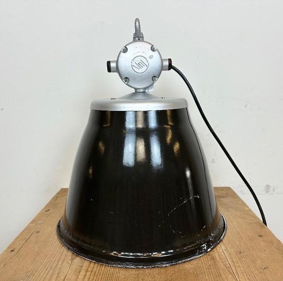 Image 1 of Industrial Black Enamel Factory Pendant Lamp, 1960s