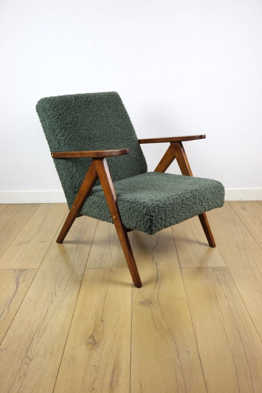 Poltrona vintage B-310 VAR verde oliva bouclé agnello strutturale