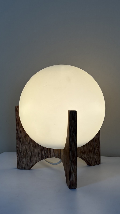 Lampe de table vintage Raak Amsterdam Hokusai D-2022 Bois wengé / verre