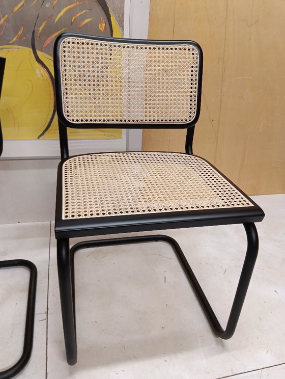 Image 1 of ALIVARMVSEVM 104. SET of 2 CESCA B32 Chairs (NEW) in Black Frame Limited Edition 