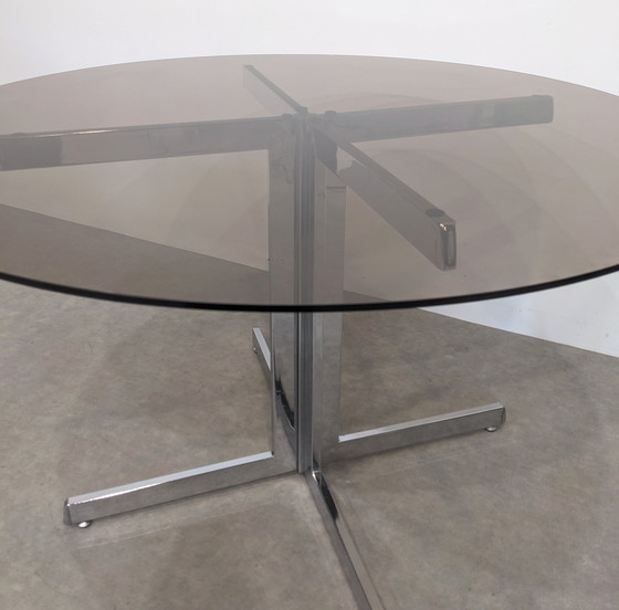 Image 1 of Round Table from the 70s - Smoked Glass
