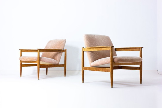 Image 1 of Set aus zwei dänischen Lounge-Sesseln in rosa Stoff