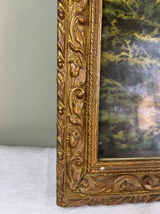 Antieke Vergulde Lijst, Kunst, Glas, Papier, Blauw (foto 3 van 12)